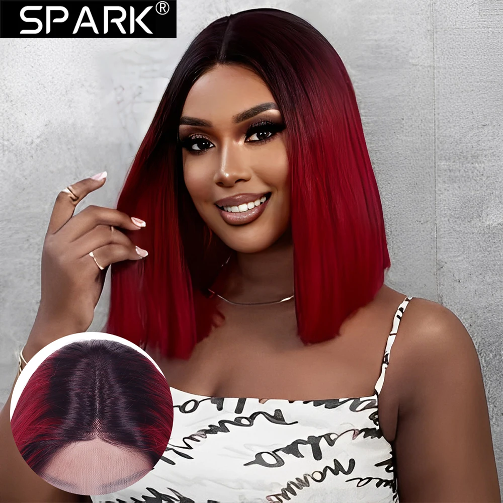 spark-ボブウィッグ-人毛-レースフロント-ショートストレート-レースフロントボブウィッグ-女性用-人毛-180-密度-1b-99j