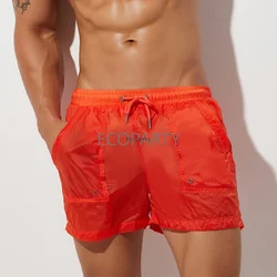 factory Summer Mens Shorts Sexy Semi-transparent Quick Dry Shorts Mesh Lined Gyms Joggers Casual Beach Shorts Men Clothing Short