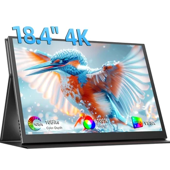UPERFECT 18.4인치 4K 휴대용 모니터(VESA 3840x2160 UHD 100% sRGB HDR FreeSync 울트라슬림 여행 화면 게임 디스플레이 HDR FreeSync(VESA 및 스마트 케이스 포함) 무광택 IPS 아이 케어 PC용 외부 보조 화면 노트북 전화 Mac XBOX 스위치 PS5 스팀 데크 게임 콘솔