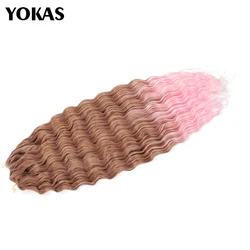 YOKAS-Extensions Capillaires Synthétiques Afro Bouclées au Crochet, Tressage Ombré, Ariel, Deep Wave Twist, pour Femme