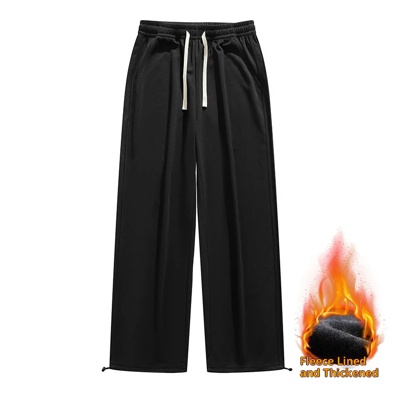 

Цельные мужские осенние и зимние толстые теплые широкие спортивные штаны на флисовой подкладке с завязками, свободные и драпированные повседневные брюки, доступны в нескольких цветах, удобные длинные брюки большого размера, зимние морозостойкие модные пов