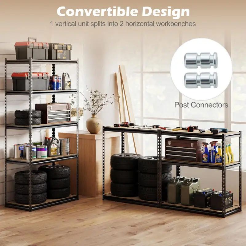 

5-Tier Garage Shelving Unit 2200 LBS Metal Storage Shelves Adjustable Utility Rack-1 piece