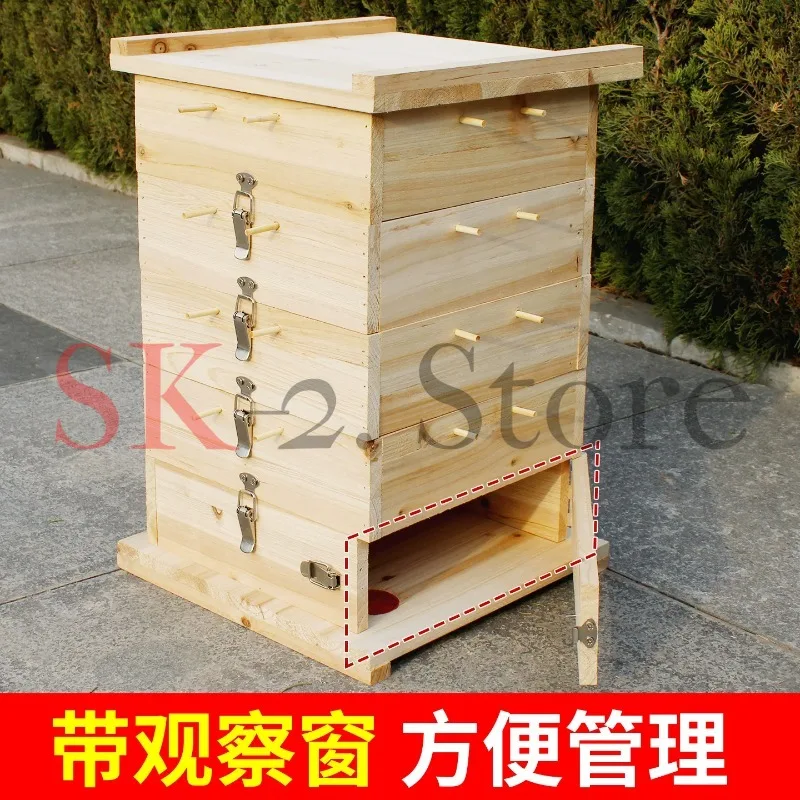 Bee keeping lattice box drying soil beekeeping beehive fir old-fashioned bee lure bucket set with observation window