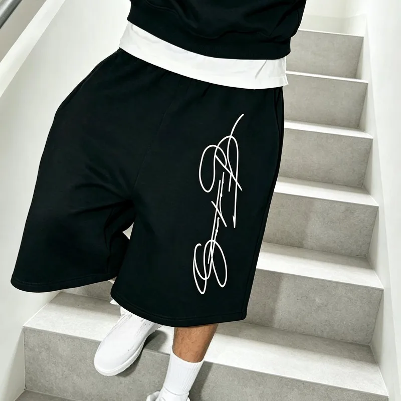American Street Trend Casual Shorts for Men and Women Street Style Sports Wide Leg Straight Shorts Retro Street Style
