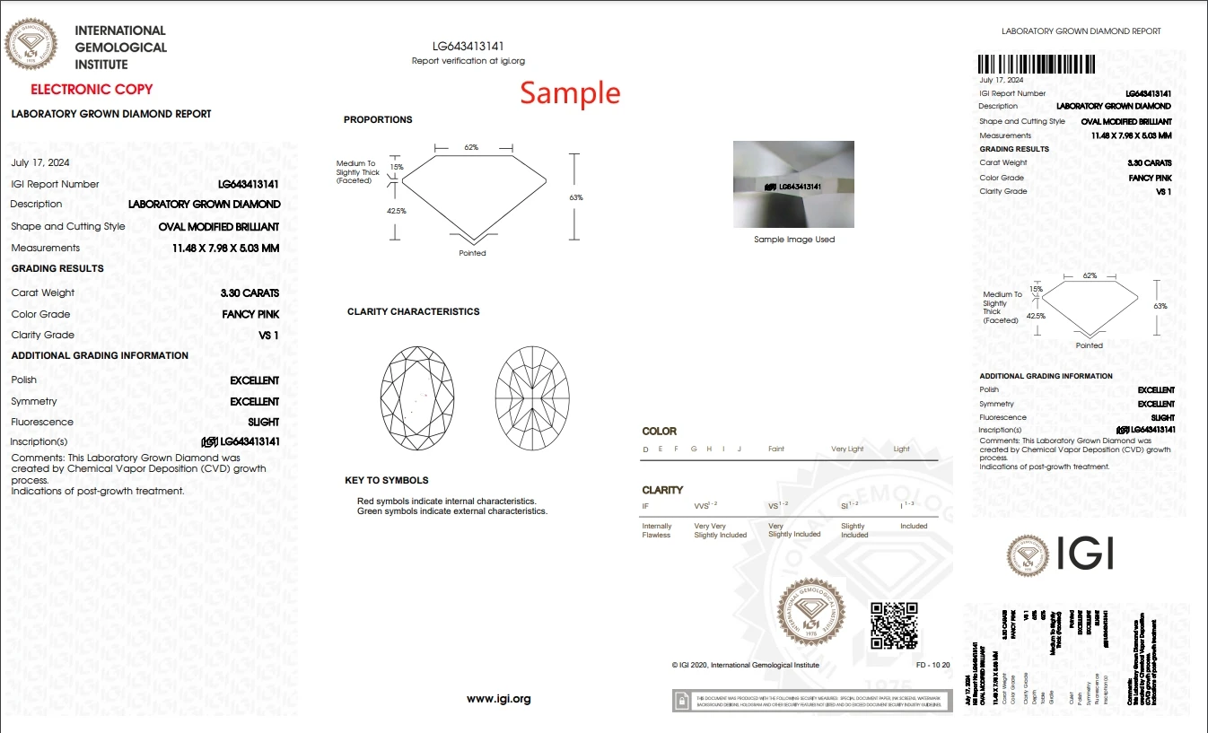 IGI Certificate Fancy Pink Diamond Oval Shape 4.01CT CVD HPHT Loose Stone Gemstones Lab grown Diamonds Wholesale