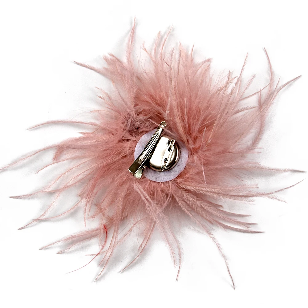 Colorful Ostrich Marabou Flower Brooch Pin for Girls Women Jewelry Hair Accessories Real Ostrich Marabou Feather Flower Brooch