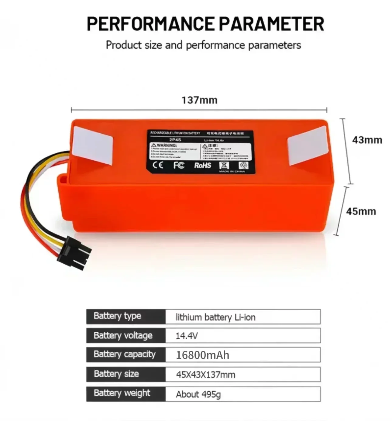 Original BRR-2P4S-5200S Vacuum Cleaner Automatic Battery Replacement for Xiaomi Roborock S55 S60 S65 S50 S51 S5 MAX S6 Parts