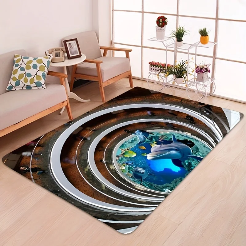 

3D Vision Shark Sea World Printed Floor Mat Felt Floor Mat Entrance Floor Mat Bathroom Living Room Floor Mat In Stock