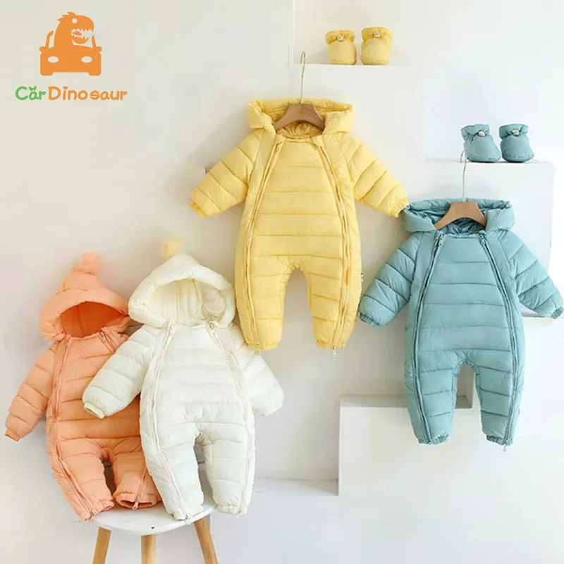 Winter Warm New Born Baby 3M 6M 9M 12M 18M Toddler Infant Jumpsuit Plus Velvet Candy Color Kids Boy Girl With Shoes Rompers