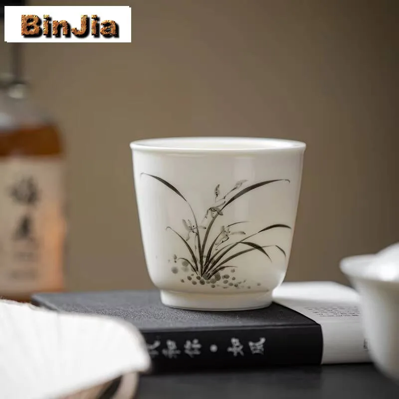 

190Ml Underglaze Color Tea Wash Bowl Hand Drawn Orchid Jianshui Washing Basin Writing-Brush Washer Chaxi Ornaments