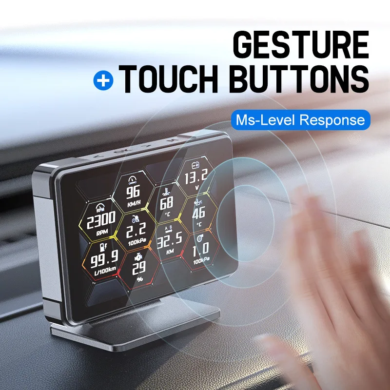 Universal Car OBD Multi-function LCD Headup Display Voltage Speed RPM Turbo Oil Temp Gauge Automobile Electronics Accessories