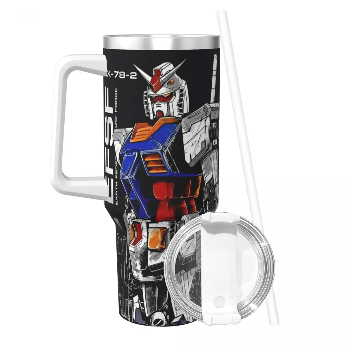 Stainless Steel Tumbler Gundam Mugs Cup With Straws Travel Cold Drink Water Bottle Insulated Large Capacity Thermal Cups