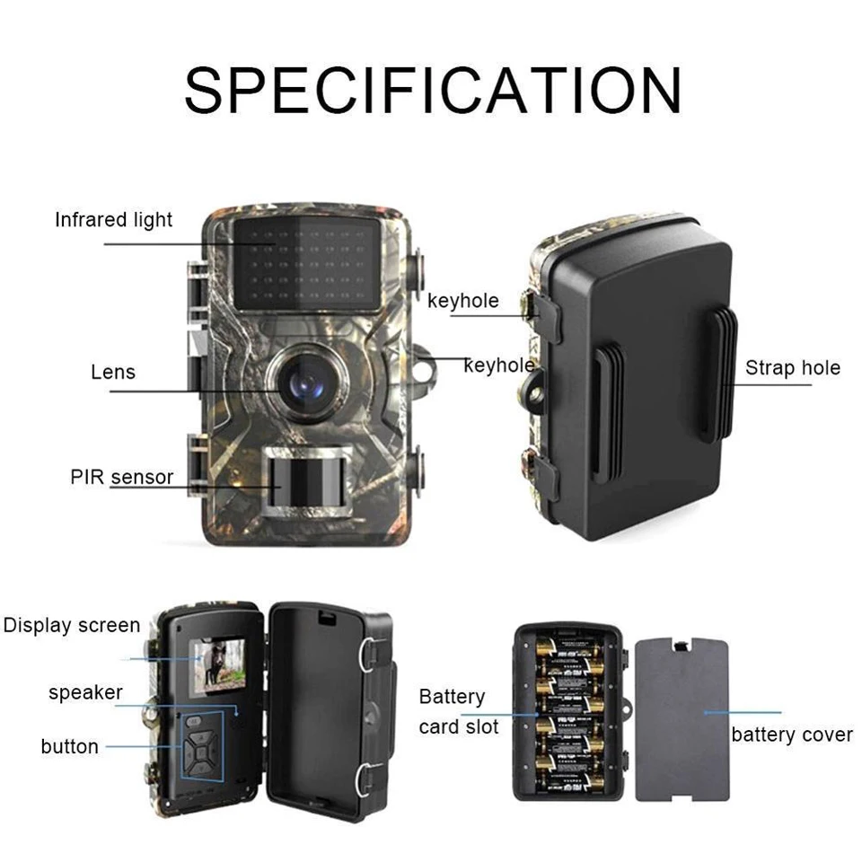 

Hunting Trail Camera 1080P Night Vision Wildlife Waterproof Camera Trail Game Cam Activated Tracking Photo Trap Cam Wild Survei