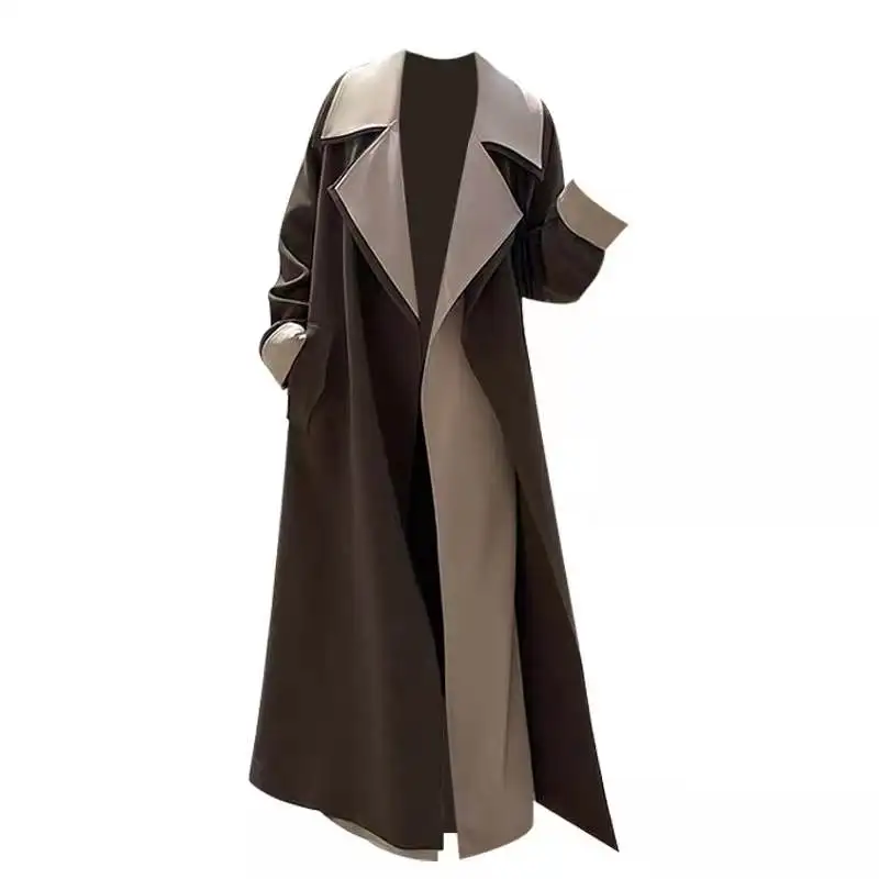 

Extra Large Size Women's Jacket Coat Color Block Mid-Length Slimming Design Winter Fashion Outerwear Ladies Premium Quality