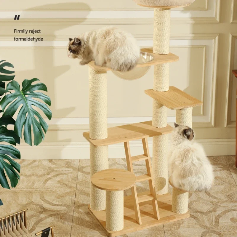 

Solid wood cat climbing frame, cat nest, cat tree integrated space module, cat frame, jump platform, grab column, small non occu