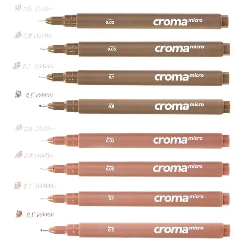 1Pc 0.1/0.03/0.05/0.5mm Needle Pen Kawaii Skin Brown Color Drawing Art Design Special Pens Anime Sketching Painting Stationeryz6