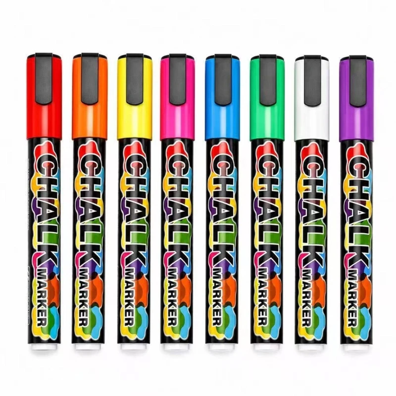 P5EA 8 Pack Liquid Chalk Marker Liquid Chalk Pen Set for LED Board and Window Writing