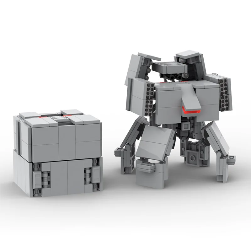 Juguete de bloques de construcción MOC, caja en miniatura que contiene pequeñas figuritas modelo mecha para ensamblaje creativo, juego de juguetes como regalo de vacaciones f