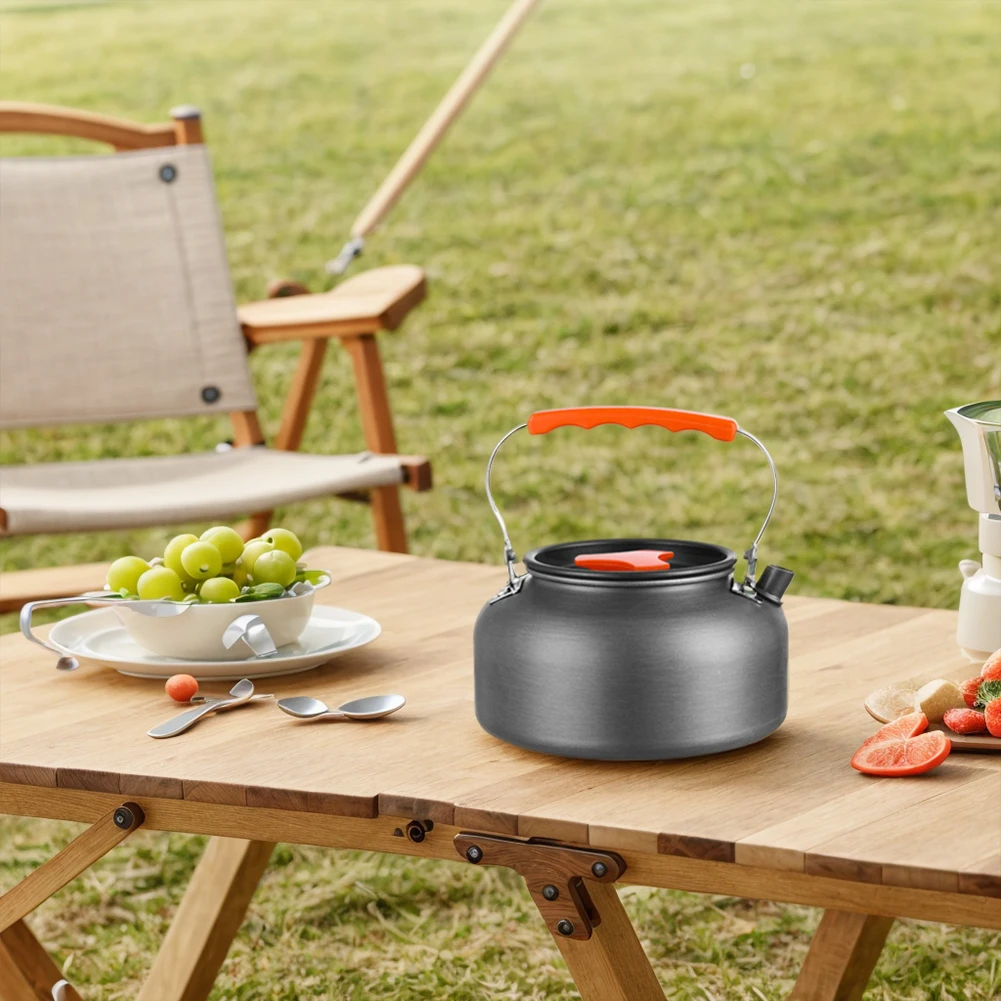 0.8/1.6L غلاية التخييم المحمولة التخييم إبريق الشاي سبائك الألومنيوم غلاية مياه مكافحة تحرق مقبض متعددة الوظائف للمشي نزهة #4
