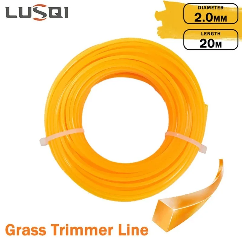 LUSQI Square 2/2.4MM Nylon Grass Trimmer Line 20/25M 2-Color Fit For Lawn Mower & Brush Cutter Head Replacement
