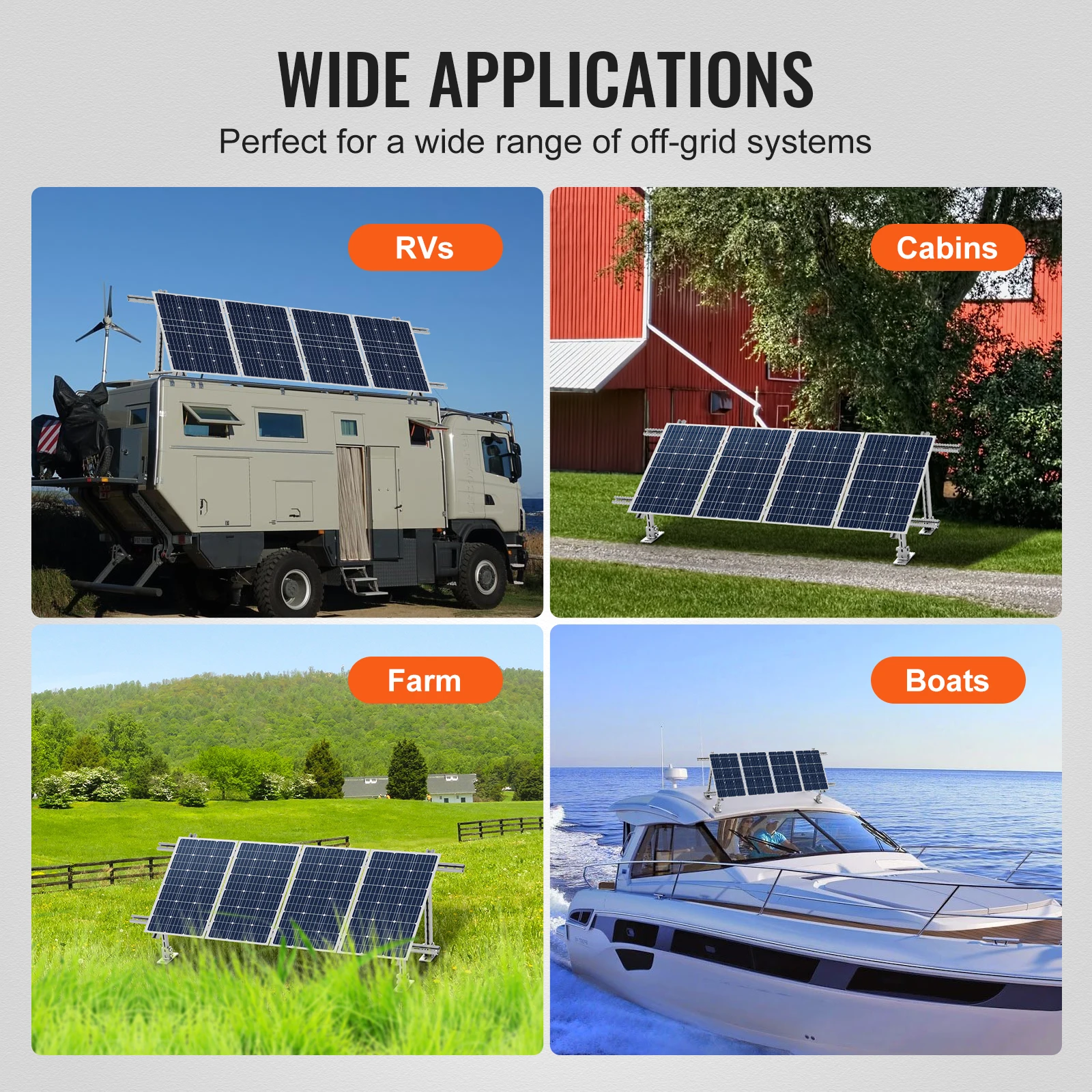 VEVOR Solar Panel Mounting Brackets 30°-60° Adjustable Multi-Pieces Solar Panel Brackets for Farms RVs Boats Off-Grid System view 6