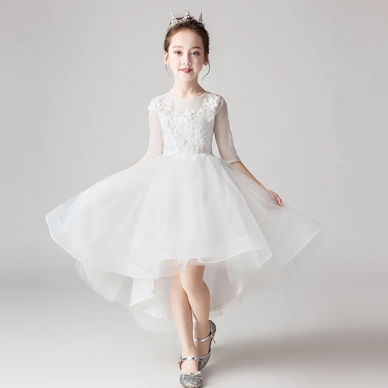 Children's dress high-end princess dress flower girl host girl walk show piano tail performance dress