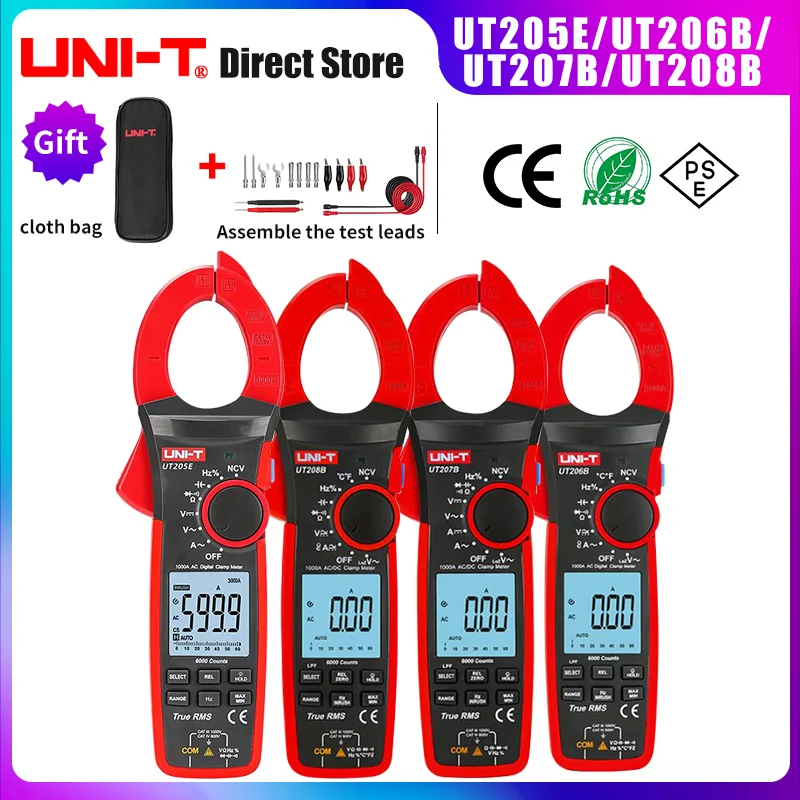 UNI-T UT207B UT208B Analog Digital Clamp Meter AC DC 1000A 1000V Ammeter Pliers Professional NCV LPF Tester 6000 Counts