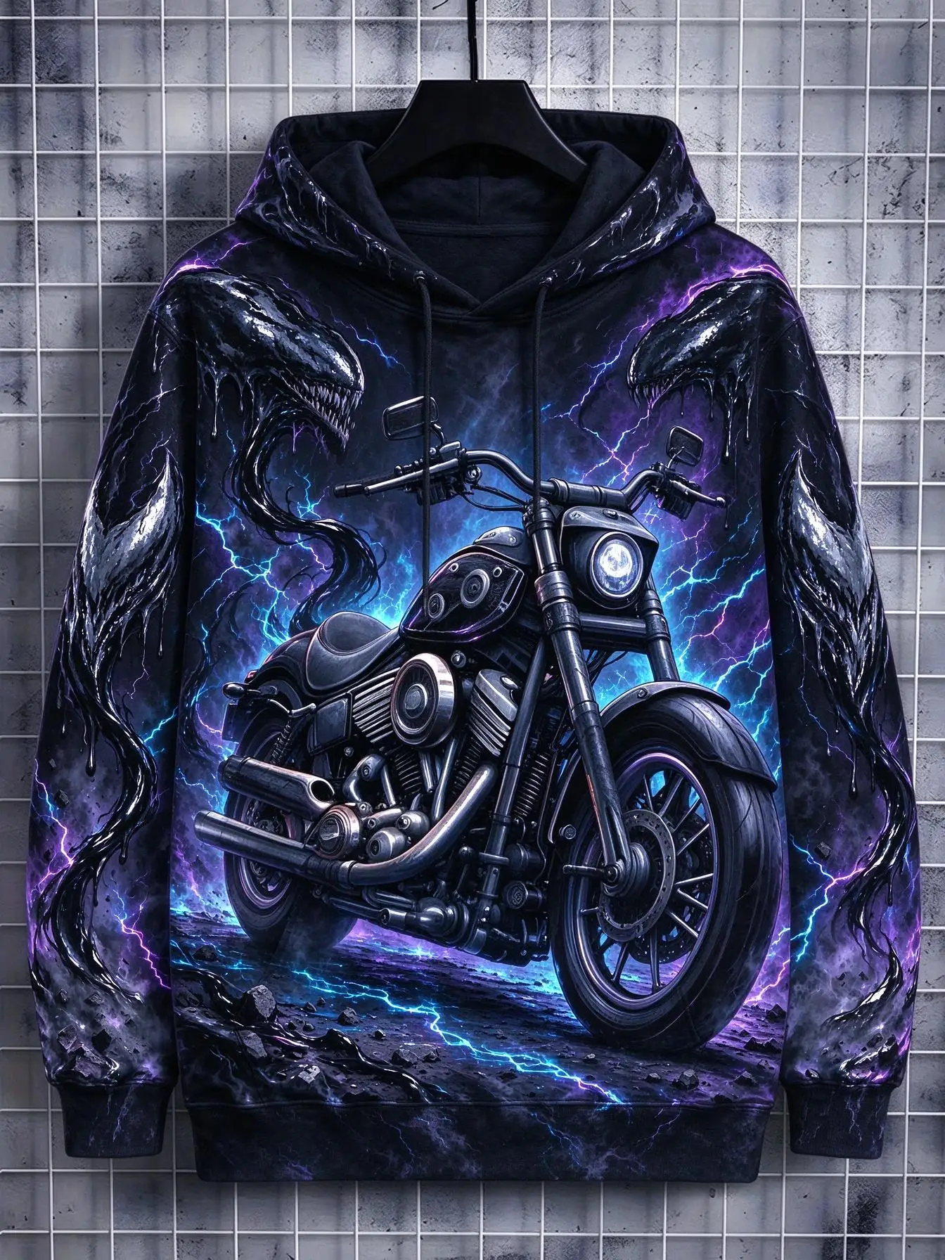 Men's Hoodie Retro Steam Machinery Motorbike Fire Smoke Graphic Thin Hooded Sweatshirt Loose Fashion Autumn Winter Men’s Clothes