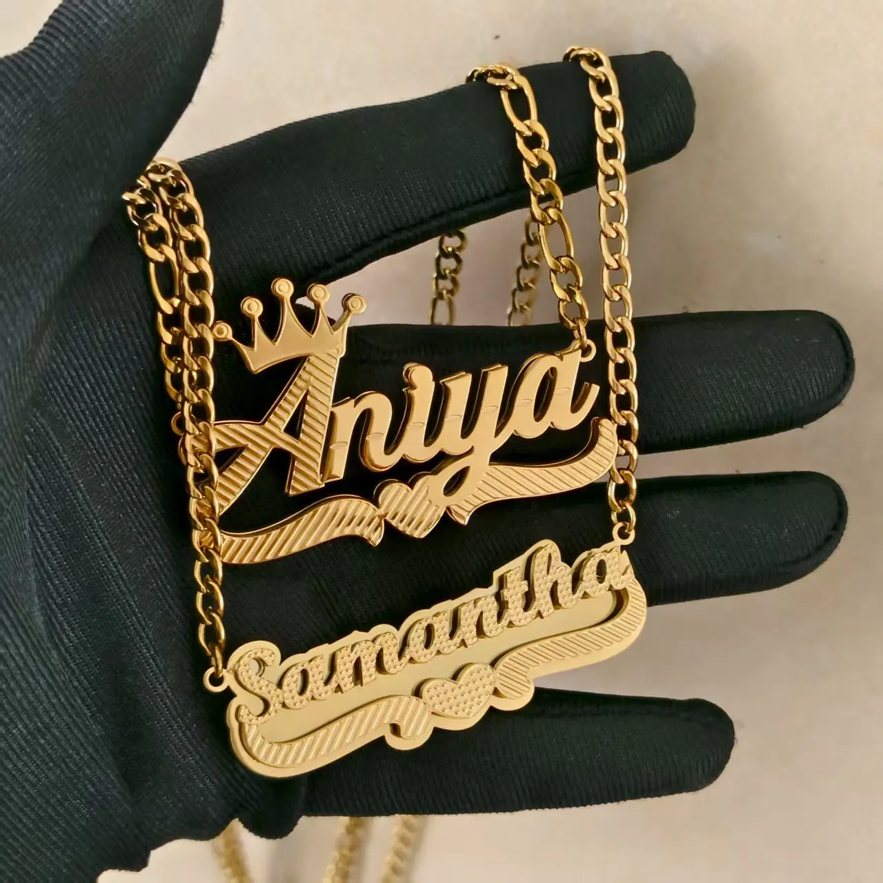 

Wholesale Customized Name Necklace/Pendant Personalized 3D Double Necklace Personalized Jewelry Valentine's Day Gift Direct Sale