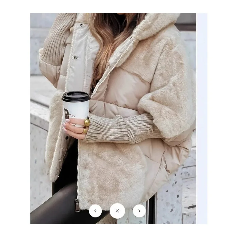 Elegante Jacke für Damen, Streetwear, 2025, Herbst und Winter, neue Mode, lässig, Reißverschluss, lose Jacke, Kapuze, Langarm, Mäntel