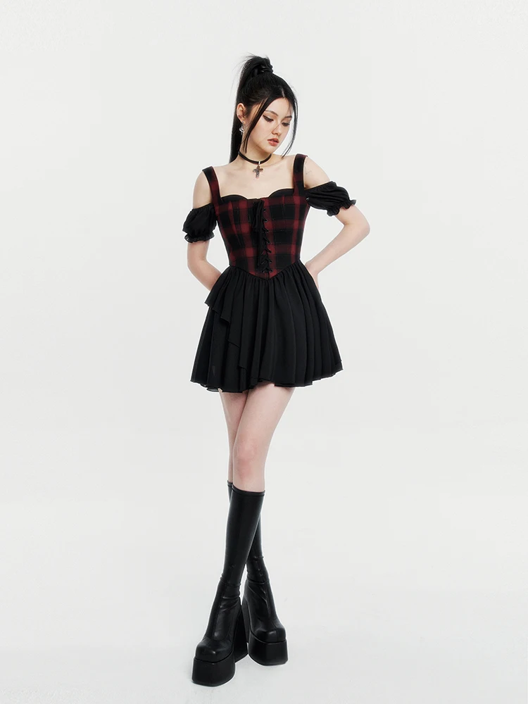 

VO Романтическая юбка-футляр в стиле ретро с оборками, в клетку, утягивающая, пышная, на бретельках, легкая, для церемоний, женская модная одежда