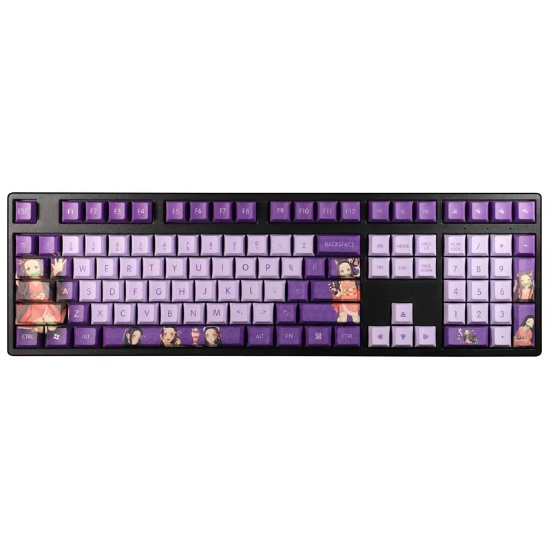 Custom Kamado Nezuko Keycap Set Demon Slayer Keyboard Cap Two-dimensional Animation Japanese Anime Mute PBT Gaming Key Cap Gift