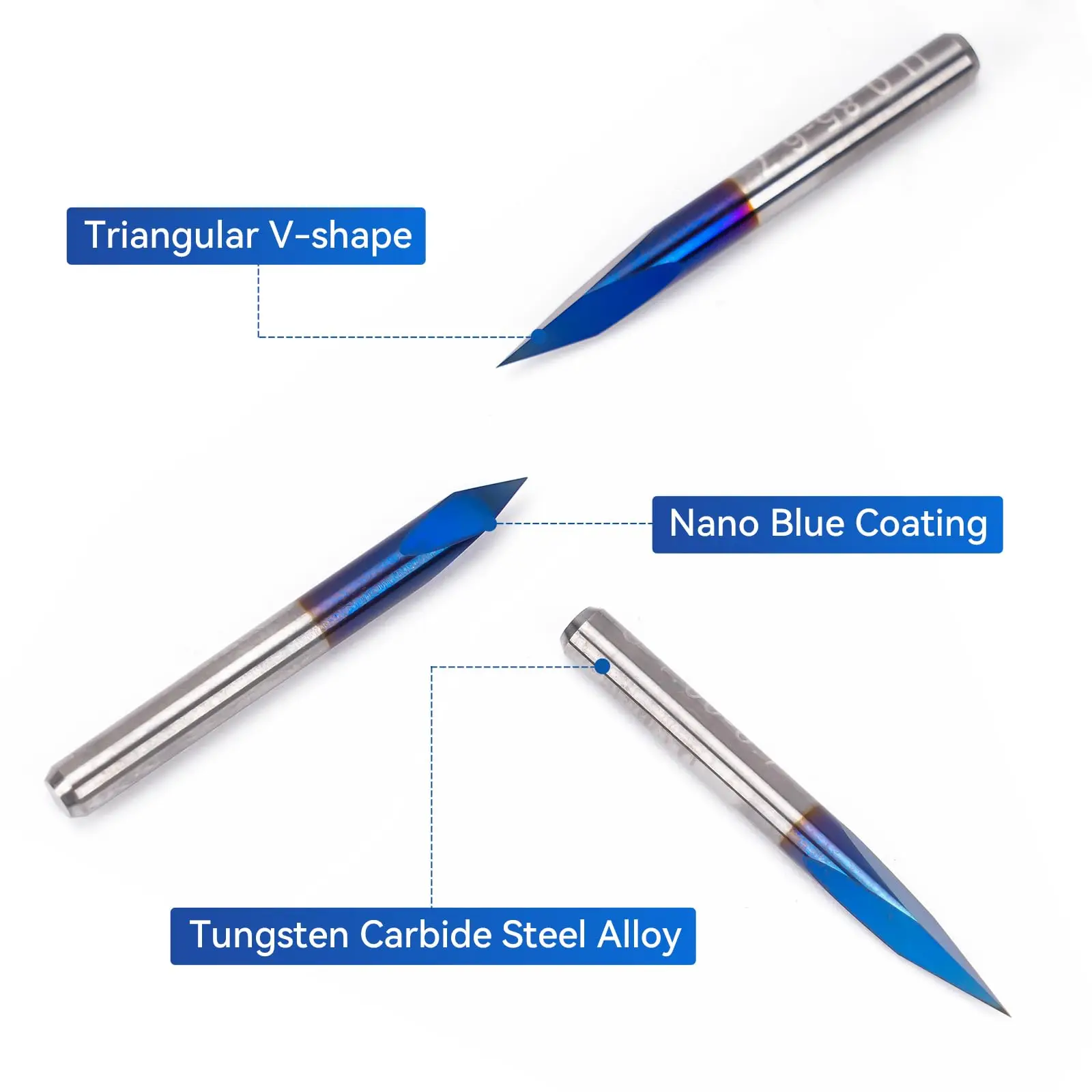 Triangular CNC Router Bits Set, 1/8\