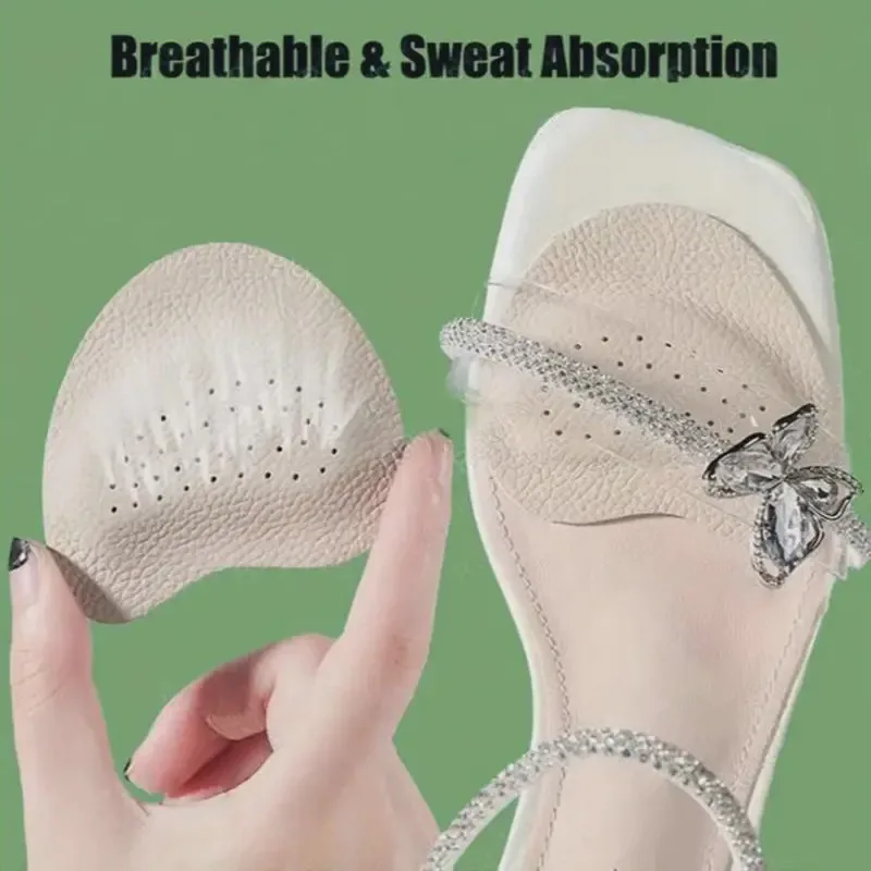 Women High Heel Forefoot Insoles Breathable Hole Design Leather Metatarsal Pads Anti Blister Foot Pain Relief Shoe Cushions