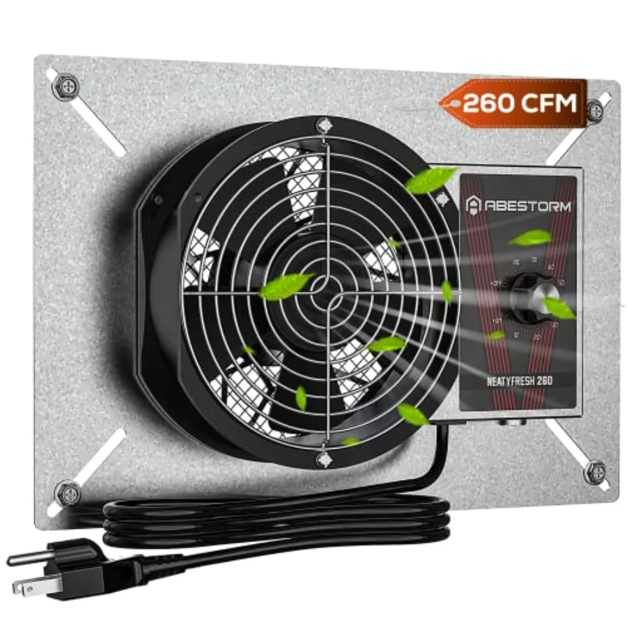 

260CFM Crawlspace Ventilation Fans IP-55 Rated Exhaust Fan with Humidistat Thermostat 6.7 Inch Basement Vent Fan with Isolation