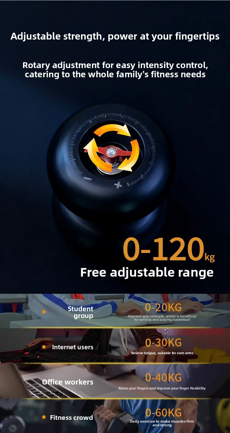 Professioneller 120kg Verstellbarer Griffkraft-Trainer, Hochleistungs-Arm-Muskel-Trainingsgerät, Handgelenk-Drehkrafttrainer, Twister-Ball für Core-Training und Fitness – Detail 4