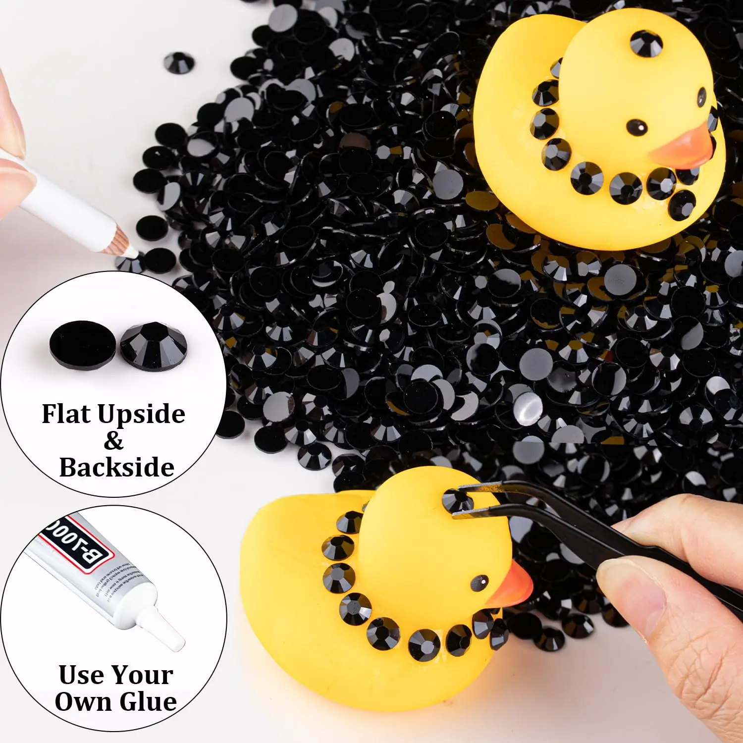 Schwarze flache Harz-Jelly-Strass-Steine 2mm 3mm 4mm 5mm 6mm – Kunstperlen für Bastelarbeiten, DIY-Nagelkunst und Charms-Zubehör – Detail 2