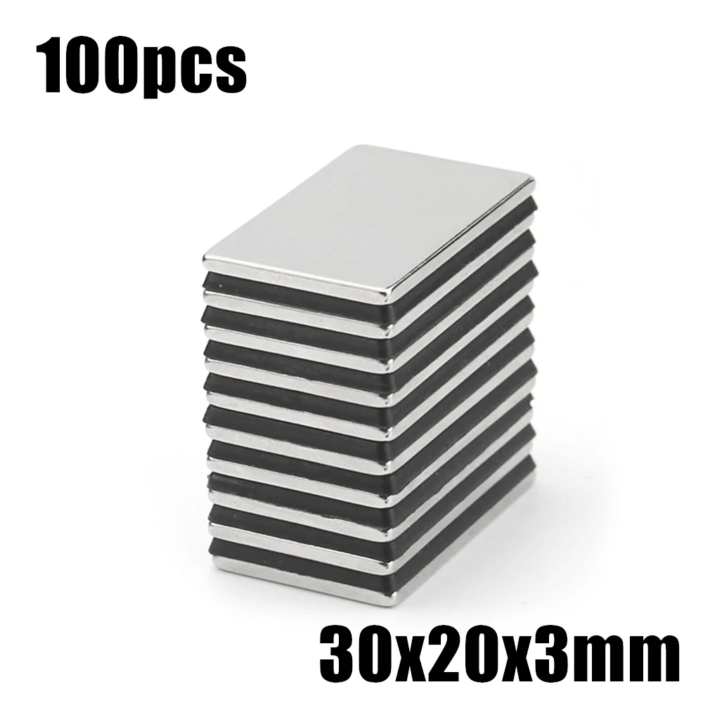 100pcs 30x20x3mm Super Powerful Strong Rare Earth Block NdFeB Magnet Neodymium N35 Magnets 30*20*3mm