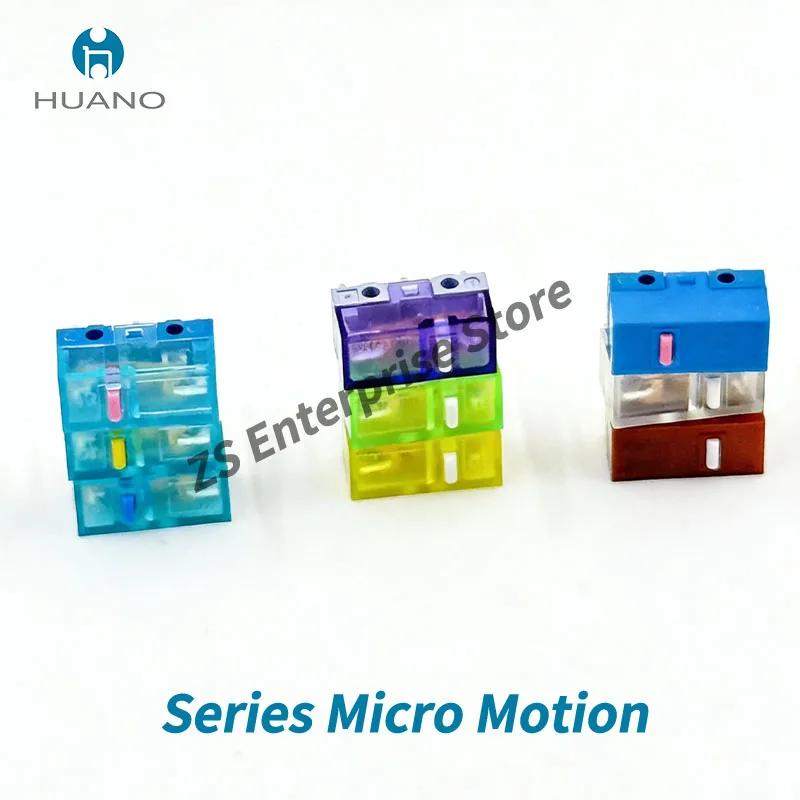 

10Pcs HUANO Mouse Micro Switch Button Transparent blue Shell Pink Purple Yellow White Dot 120 Millions Lifetimes Computer Mouse