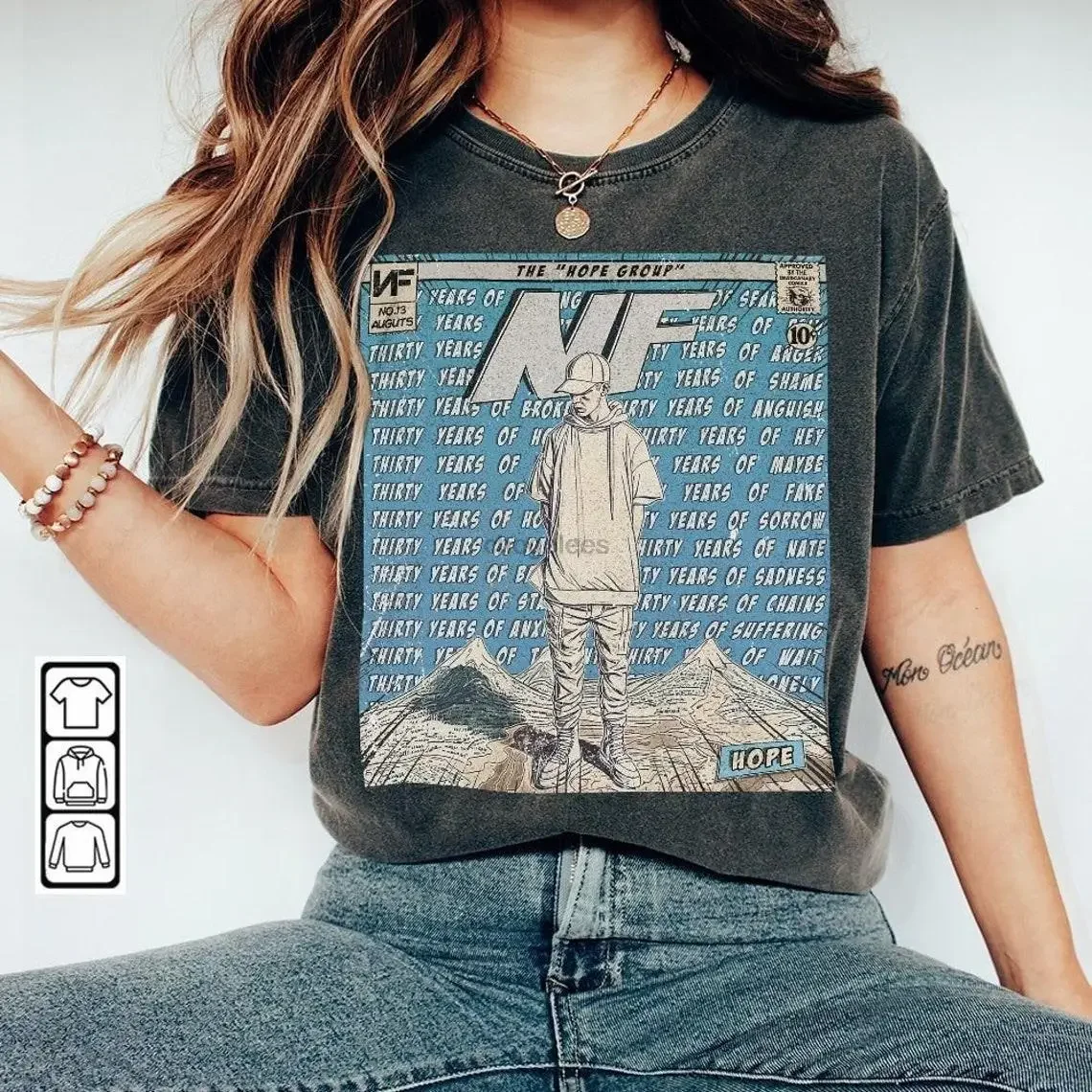 Nf комикс рубашка 90-х винтажная книга Merch арт Nf Hope Альбом World Tour билетов 2023 графическая футболка унисекс подарок Толстовка V2 Com1305Kh