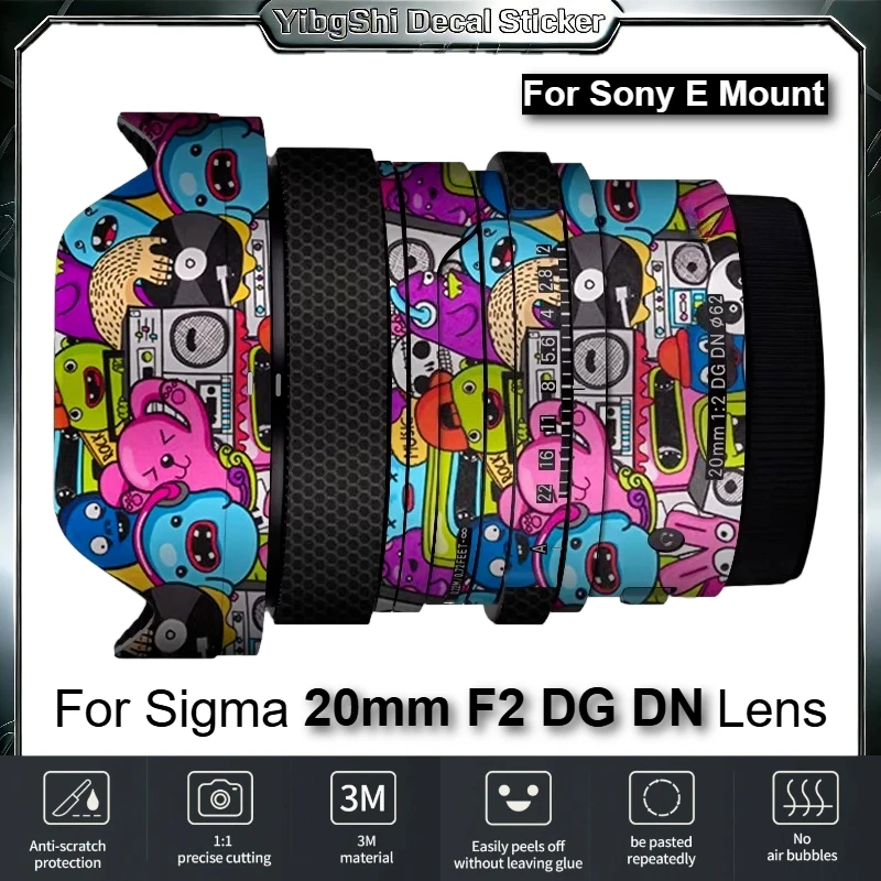 Vinilo Adhesivo Protector para Lente de Cámara Sigma 20mm F2 DG DN, Skin para Cuerpo de Lente 20 F/2 Contemporary para Montura Sony E