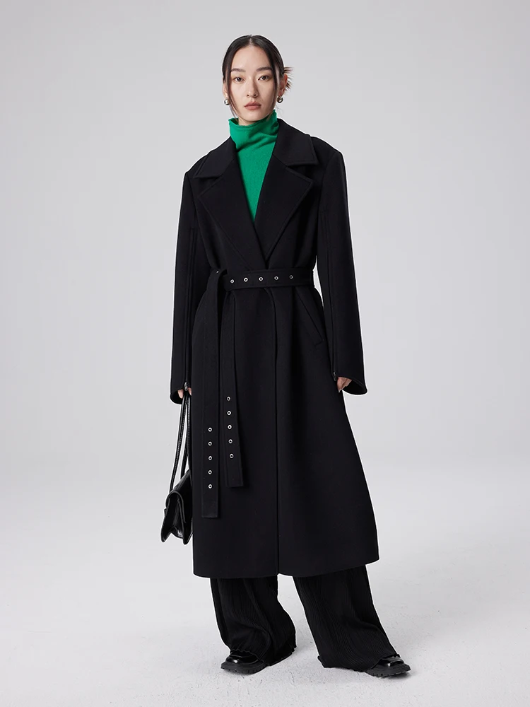 

Элегантное шерстяное пальто Blank Label: женское осенне-зимнее пальто из высококачественной шерсти, приталенное, с длинными рукавами, удлиненное.