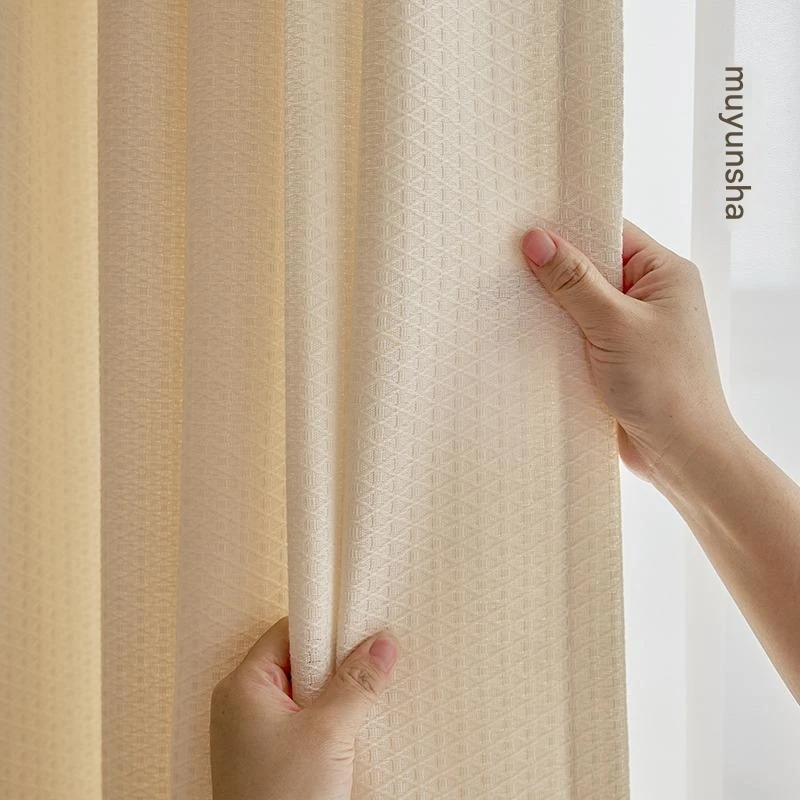 Log style Japanese cotton and linen curtains hotel thickened living room dining room bedroom finished product wholesale