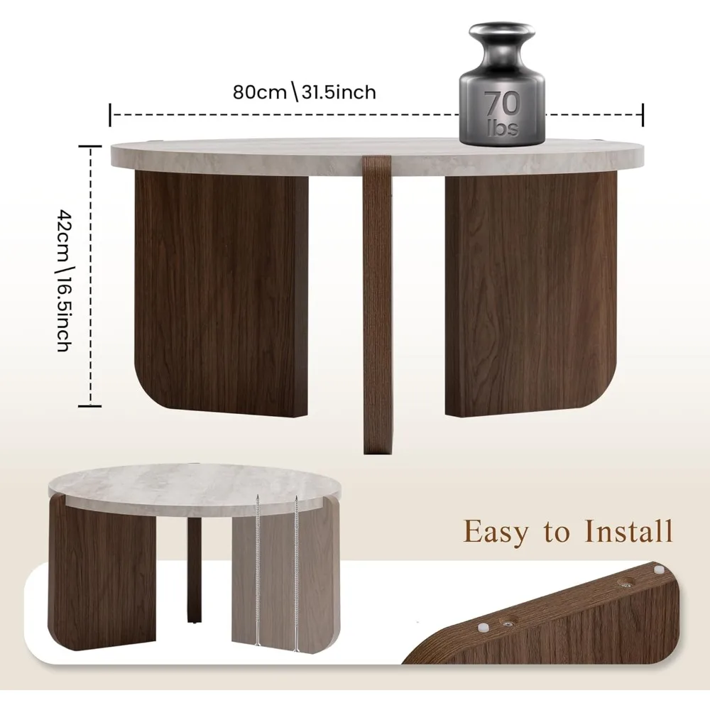 طقم قهوة وطاولة نهائية رخامية حديثة مكونة من 3 قطع لغرفة المعيشة والمكتب