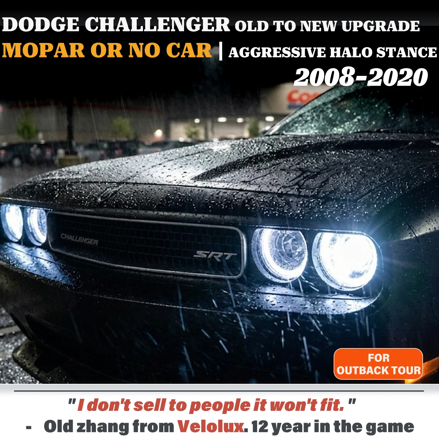 

Для Dodge Challenger 2008-2020: Обновленные светодиодные фары в стиле Hellcat с эффектом затемнения и кольцевым ореолом (Halo Ring)