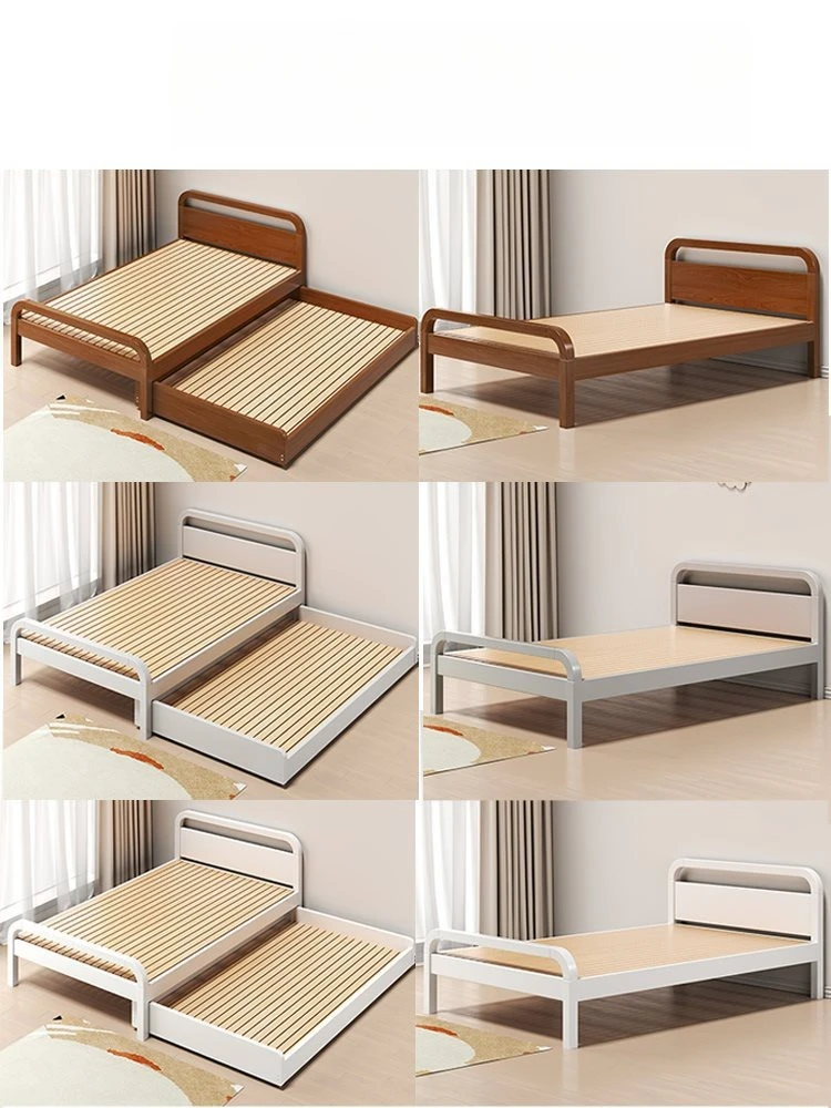 Bedroom full solid wood trailer pull-out bed small apartment space saving bunk bed mother and child bed