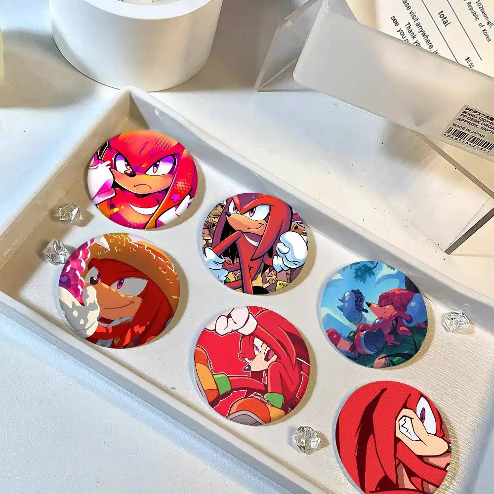 Cartoon Knuckles The Echidna Rundes Abzeichen, kreative Brosche, Kleidung, Rucksack, Zubehör, Anstecknadel