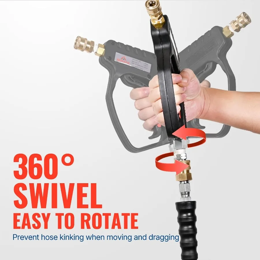 Alat Semprot Tekanan Tinggi YAMATIC Short Gun 5000 PSI Baja Tahan Karat 3/8 Swivel Plug M2214mm Coupler Power Washer Stubby Trigger Handle