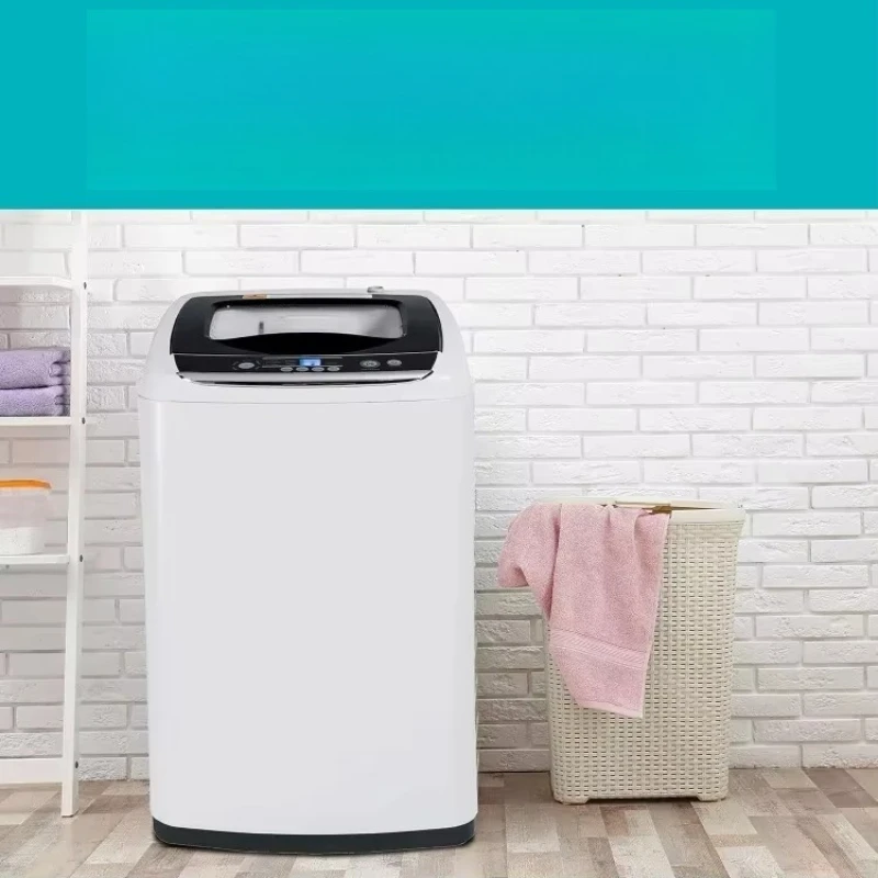 غسالة محمولة من HOME، محول حوض توصيل سريع وخرطوم تصريف متضمن، غطاء شفاف وشاشة LED، BPWM09W، أبيض