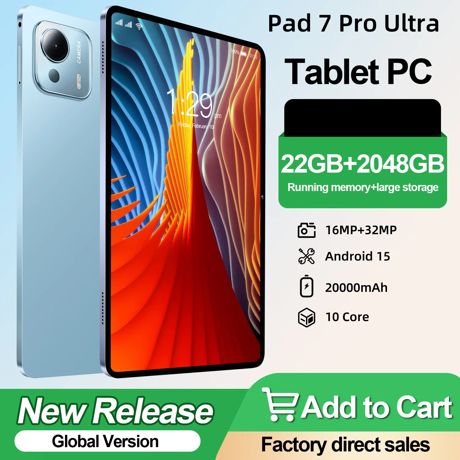 Pad 7 Pro Ultra Tablet НОВЫЙ 11-дюймовый HD-экран Android 15 Snapdragon 8Gen3 22 ГБ + 2048 ГБ Планшетный ПК Новейший глобальный первый Wi-Fi GPS 5G Pad 7 Pro Ultra Tablet НОВЫЙ 11-дюймовый HD-экран Android 15 Snapdragon 8Gen3 22 ГБ + 2048 ГБ Планшетный ПК Новейший глобальный первый Wi-Fi GPS 5G